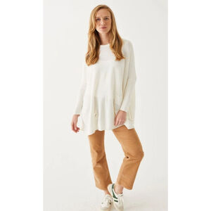 Women's Mer Sea & Co Oversized Off-White Crew Neck Lightweight Poncho Sweater L